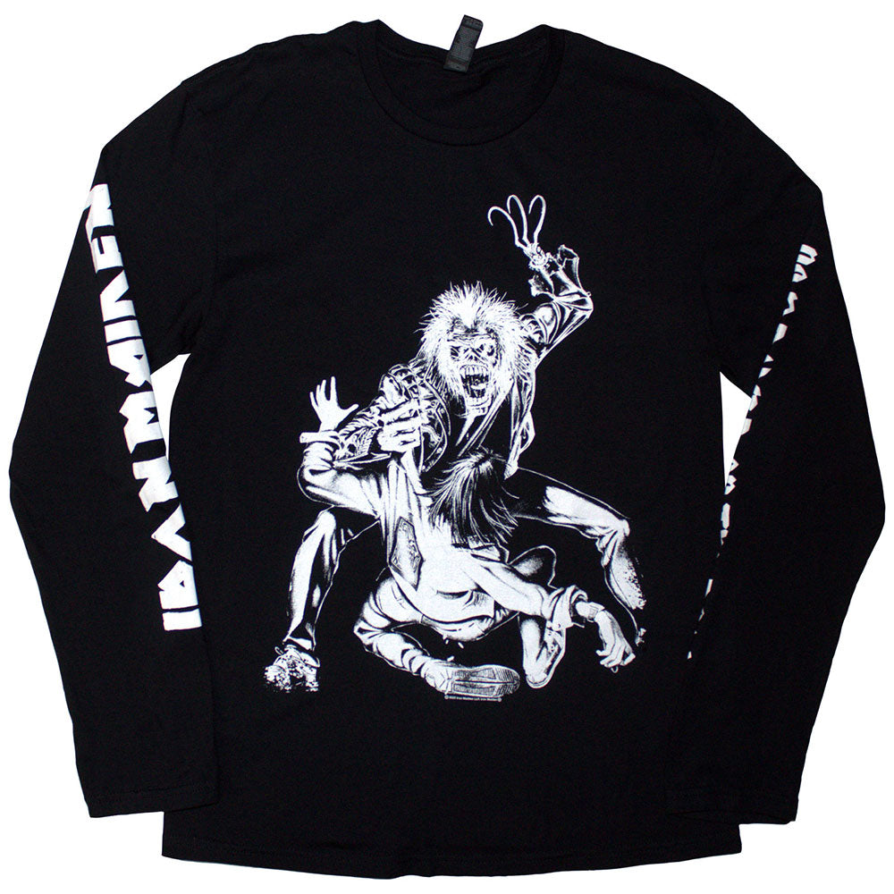 Iron Maiden Unisex Long Sleeve T-Shirt: No Prayer Claw Isolated (Black) (Sleeve Print)