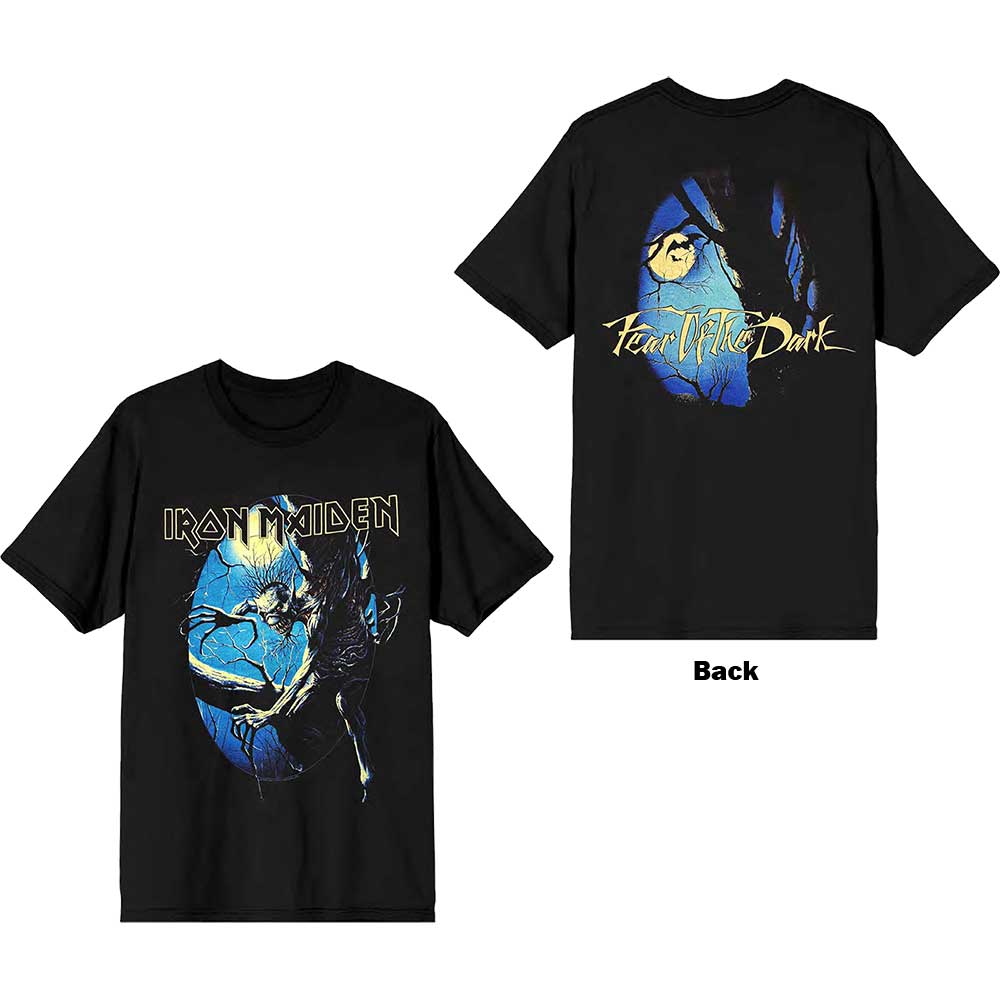Iron Maiden Unisex T-Shirt: Fear of the Dark Oval Eddie Moon (Back Print)