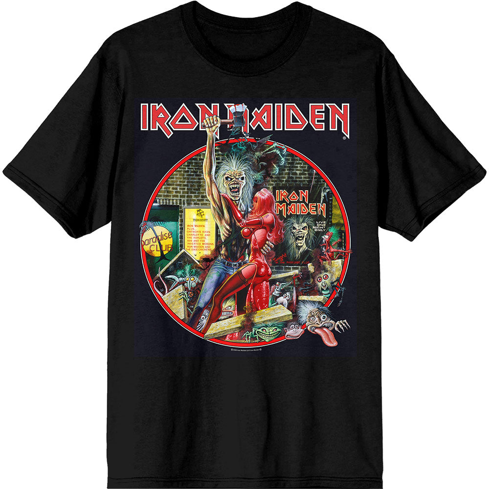 Iron Maiden Unisex T-Shirt: Paradise Club Circle (Black)