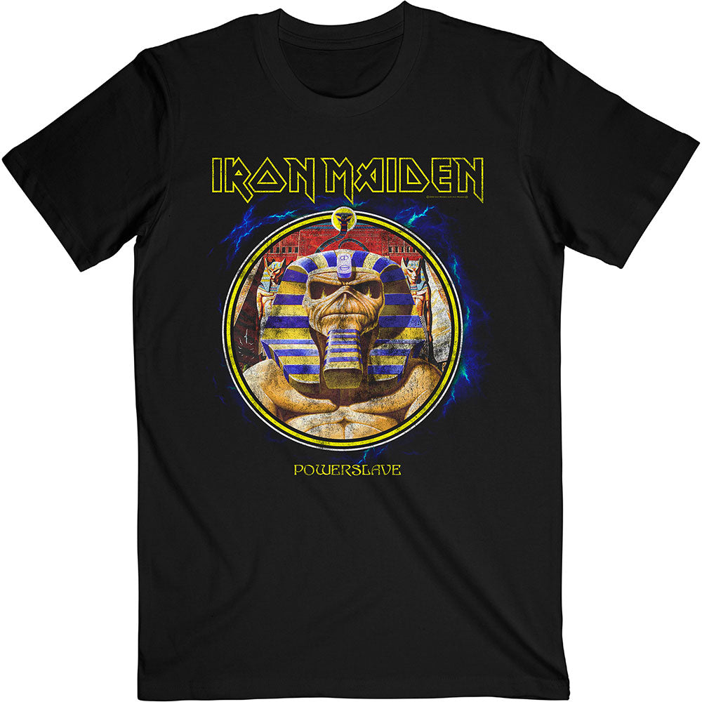 Iron Maiden Unisex T-Shirt: Powerslave Mummy Circle