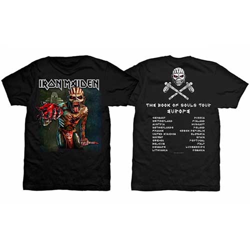 Iron Maiden Unisex T-Shirt: The Book of Souls European Tour V.1 (Back Print)