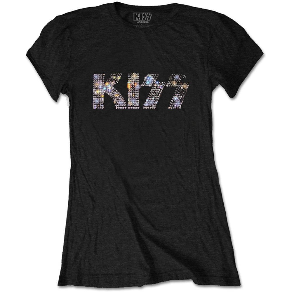 KISS Ladies Embellished T-Shirt: Logo (Diamante)