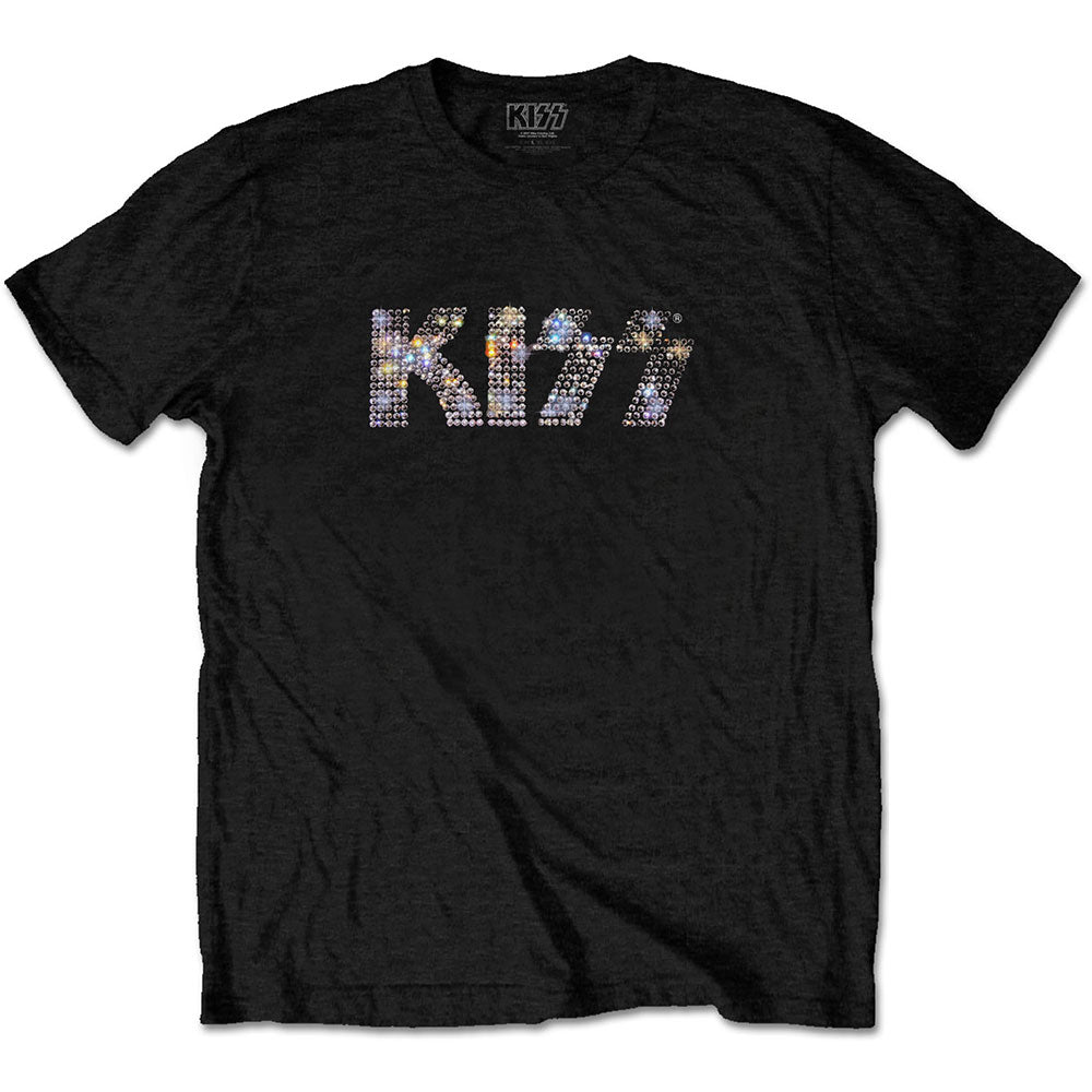 KISS Unisex Embellished T-Shirt: Logo (Diamante)