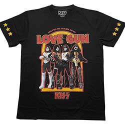 KISS Unisex T-Shirt: Love Gun Stars (Sleeve Print)