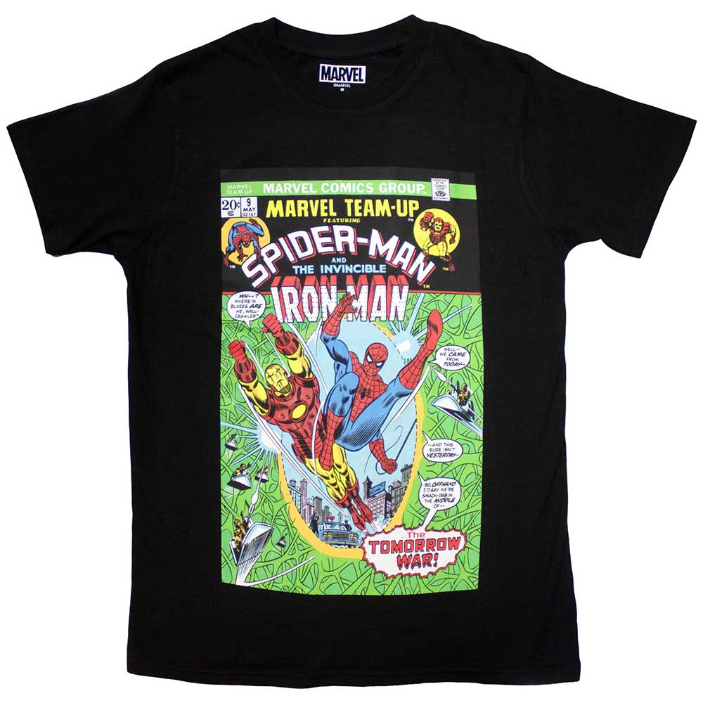Marvel Comics Unisex T-Shirt: Spiderman & Iron Man Comic Cover