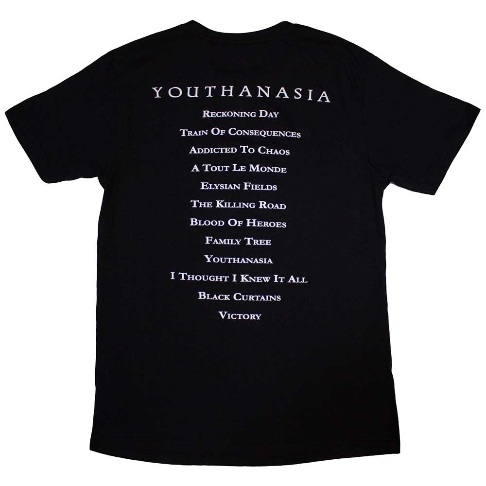 Megadeth Unisex T-Shirt: Youthanasia Tracklist (Back Print