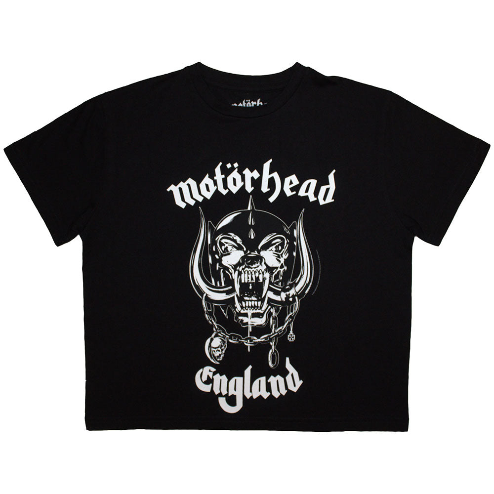 Motorhead Ladies Crop Top: England (Black)