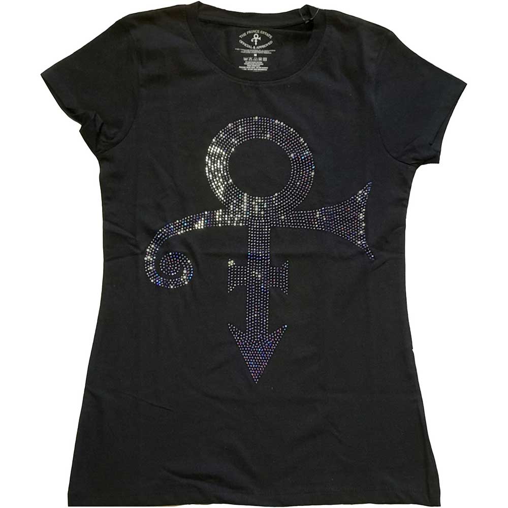Prince Ladies T-Shirt: Purple Symbol (Diamante)
