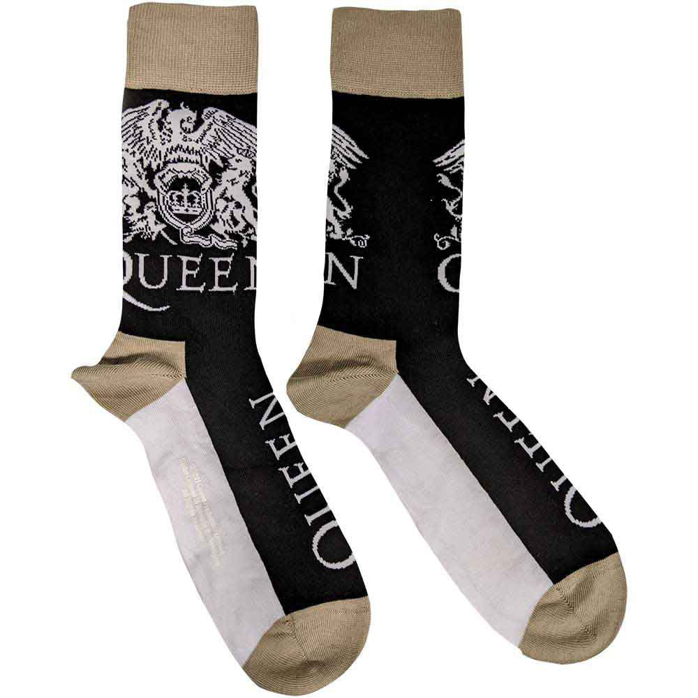 Queen Unisex Ankle Socks: Crest & Logo (Black) (UK Size 4 - 7)