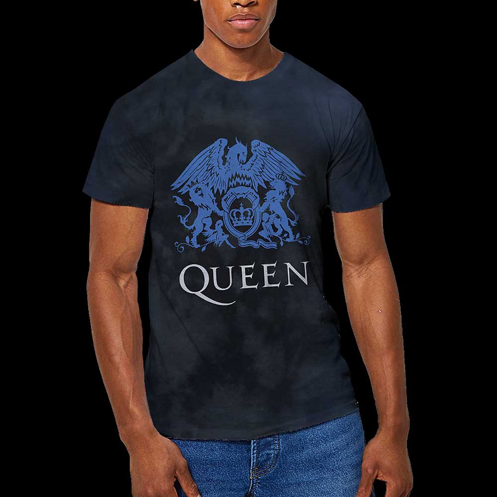 Queen Unisex T-Shirt: Blue Crest (Wash Collection)