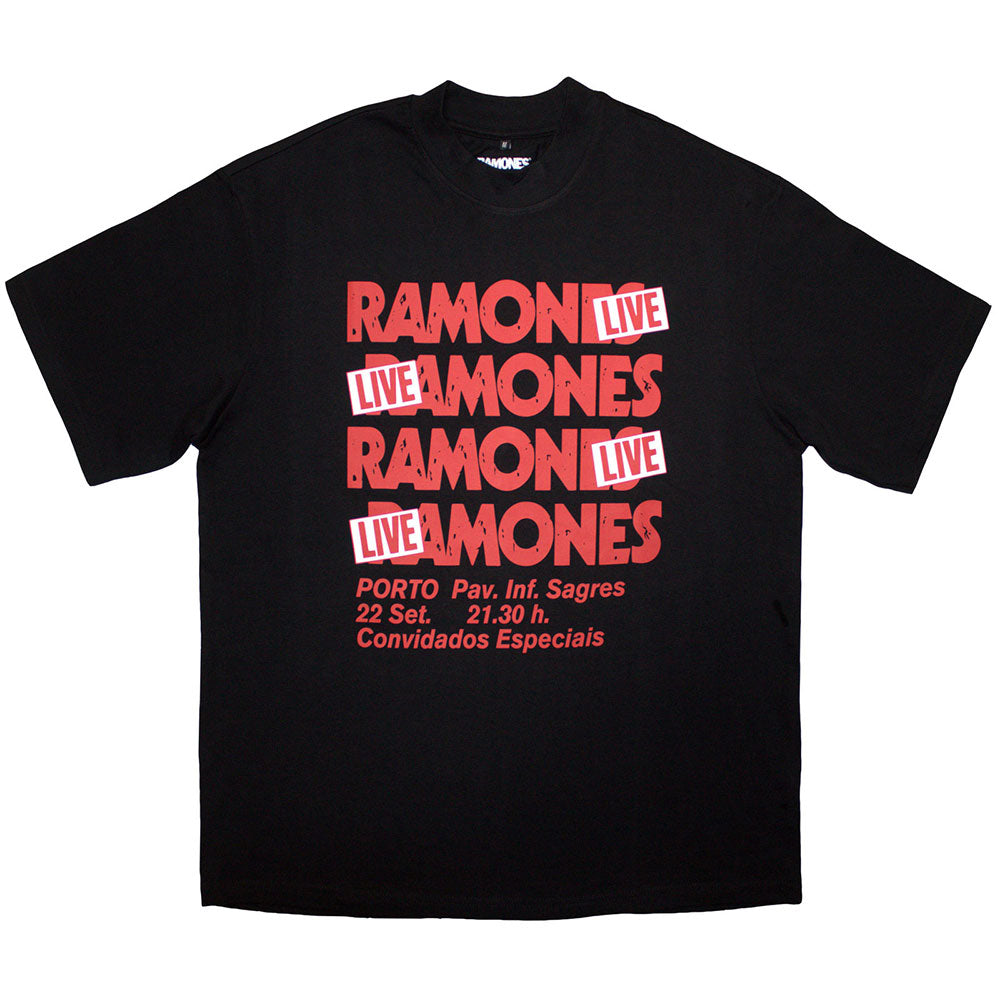Ramones Unisex Oversized T-Shirt: Concert (Black)