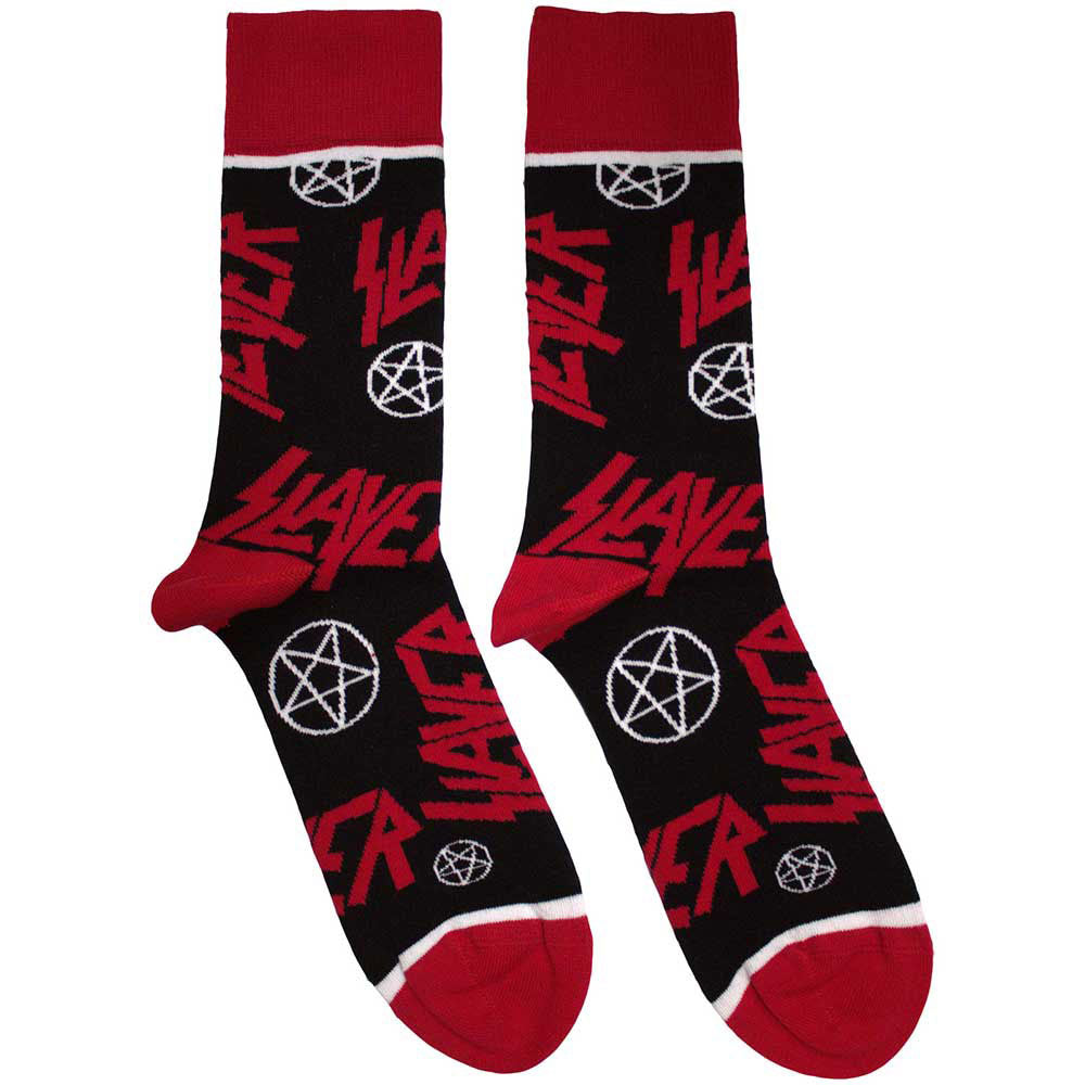 Slayer Unisex Ankle Socks: Logos and Pentagrams (Black) (UK Size 4 - 7)