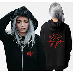 Slipknot Ladies Zipped Hoodie: 9 Point Star (Back Print)