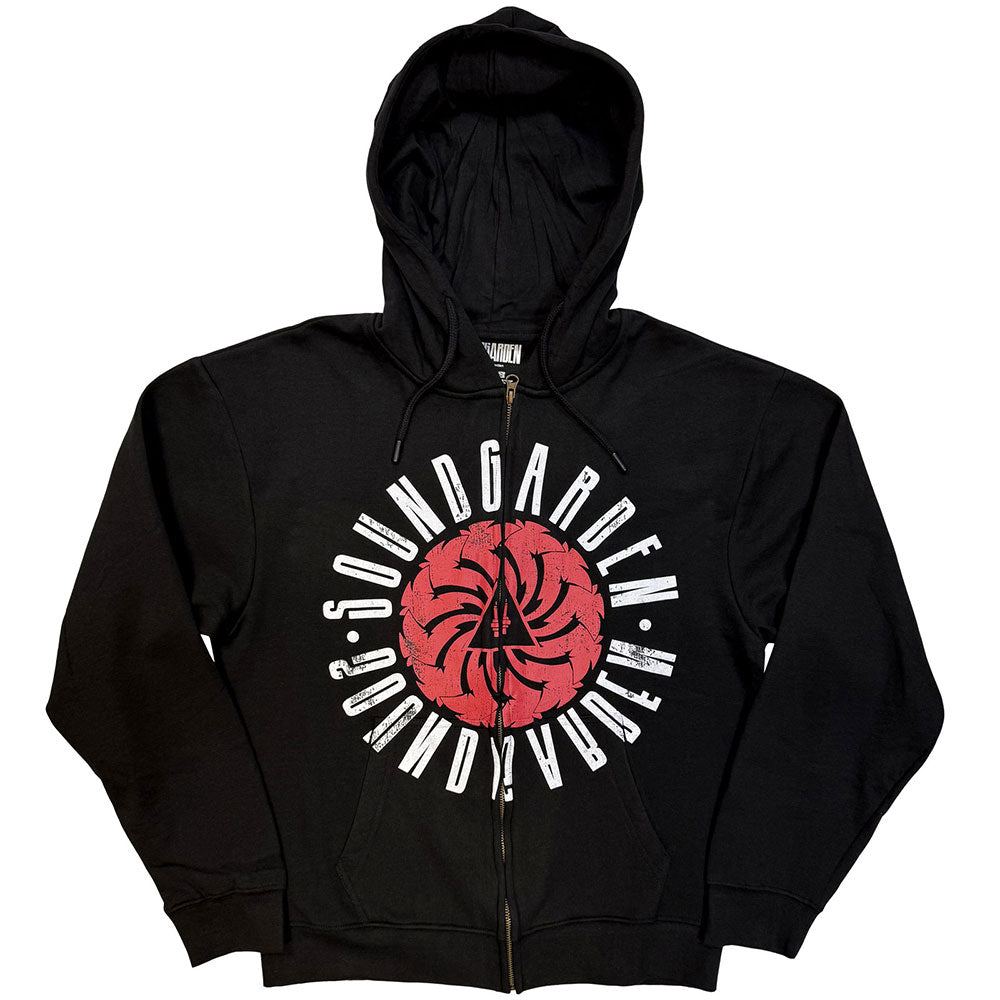 Soundgarden Unisex Zipped Hoodie: Circle Logo (Black)