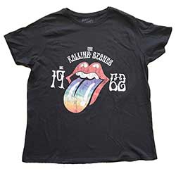 The Rolling Stones Ladies Hi-Build T-Shirt: Sixty Rainbow Tongue '62 (Puff Print)