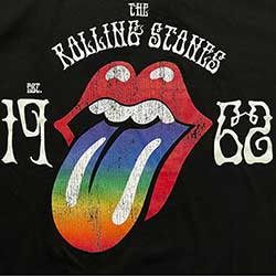 The Rolling Stones Ladies Hi-Build T-Shirt: Sixty Rainbow Tongue '62 (Puff Print)