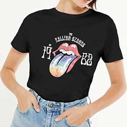 The Rolling Stones Ladies Hi-Build T-Shirt: Sixty Rainbow Tongue '62 (Puff Print)
