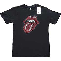 The Rolling Stones Unisex Embellished T-Shirt: Classic Tongue (Diamante)