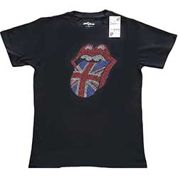 The Rolling Stones Unisex Embellished T-Shirt: Classic UK (Diamante)