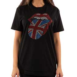 The Rolling Stones Unisex Embellished T-Shirt: Classic UK (Diamante)