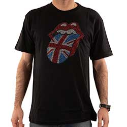 The Rolling Stones Unisex Embellished T-Shirt: Classic UK (Diamante)