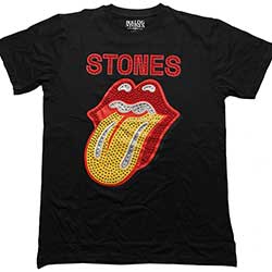 The Rolling Stones Unisex Embellished T-Shirt: Dia Tongue (Diamante)