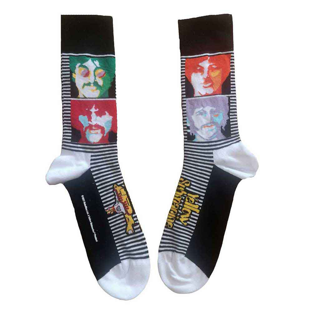 The Beatles Unisex Ankle Socks: Sea Of Science Faces Colour (Black) (UK Size 4 - 7)