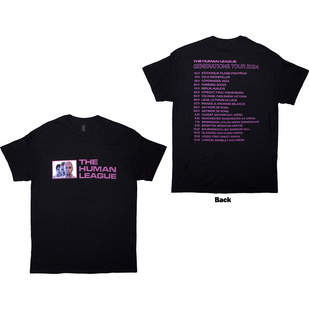 The Human League Unisex T-Shirt: Generations Tour '24 Photo (Black) (Back Print)