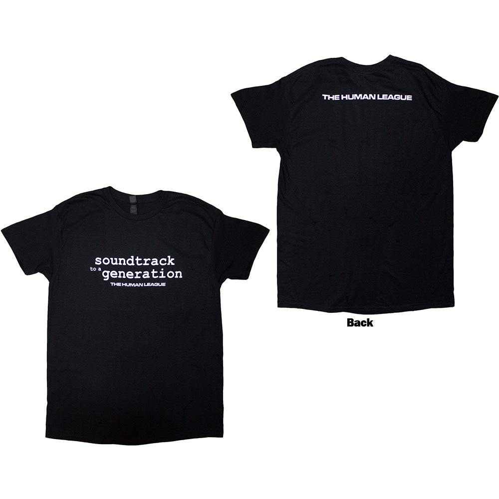 The Human League Unisex T-Shirt: Soundtrack To A Generation (Black) (Back Print)