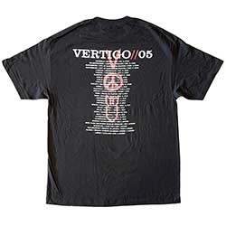 U2 Unisex T-Shirt: Vertigo Tour 2005 Symbols (Back Print) (Ex-Tour) (X-Large)