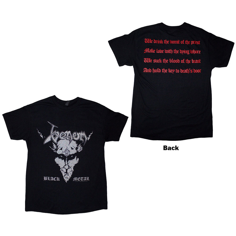 Venom Unisex T-Shirt: Black Metal (Black) (Back Print), image size:1000x1000