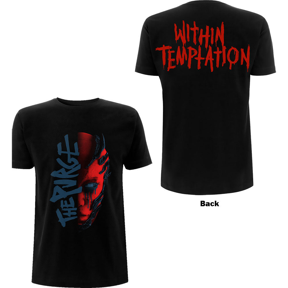 Within Temptation Ladies T-Shirt: Purge Outline (Red Face) (Back Print)