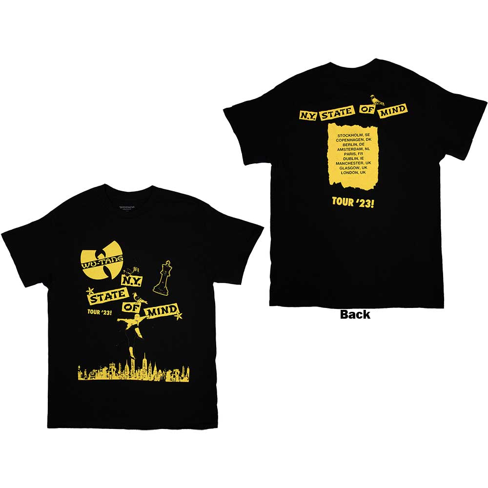 Wu-Tang Clan Unisex T-Shirt: Tour '23 NY State Of Mind (Back Print & Ex-Tour)