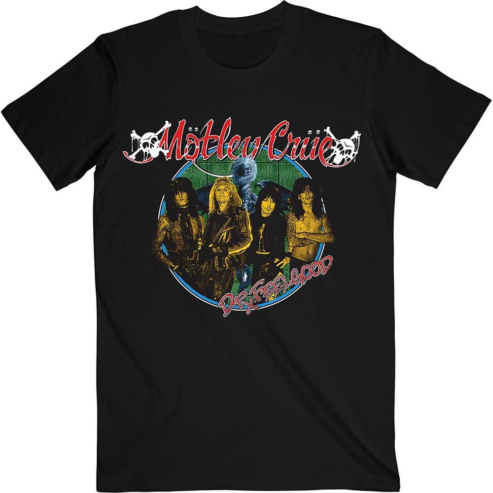 Motley Crue Unisex T-Shirt: Dr Feelgood Circle Photo (Back Print)