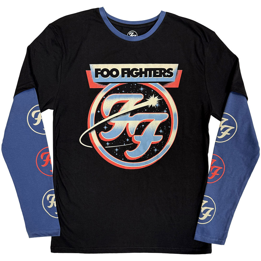 Foo Fighters Unisex Layered Long Sleeve T-Shirt: Comet (Black & Denim Blue) (Sleeve Print)