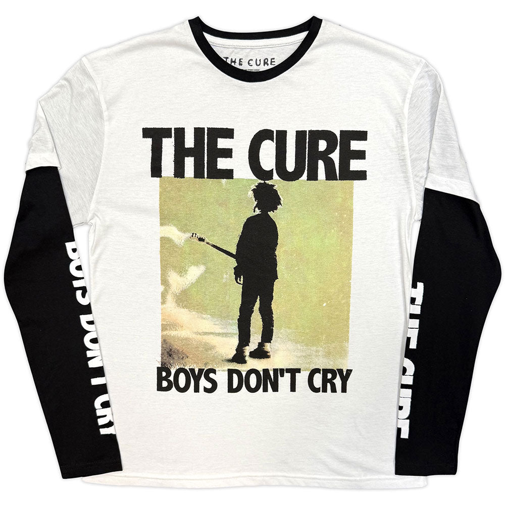 The Cure Unisex Layered Long Sleeve T-Shirt: Boys Don't Cry Box (Black & White) (Sleeve Print)