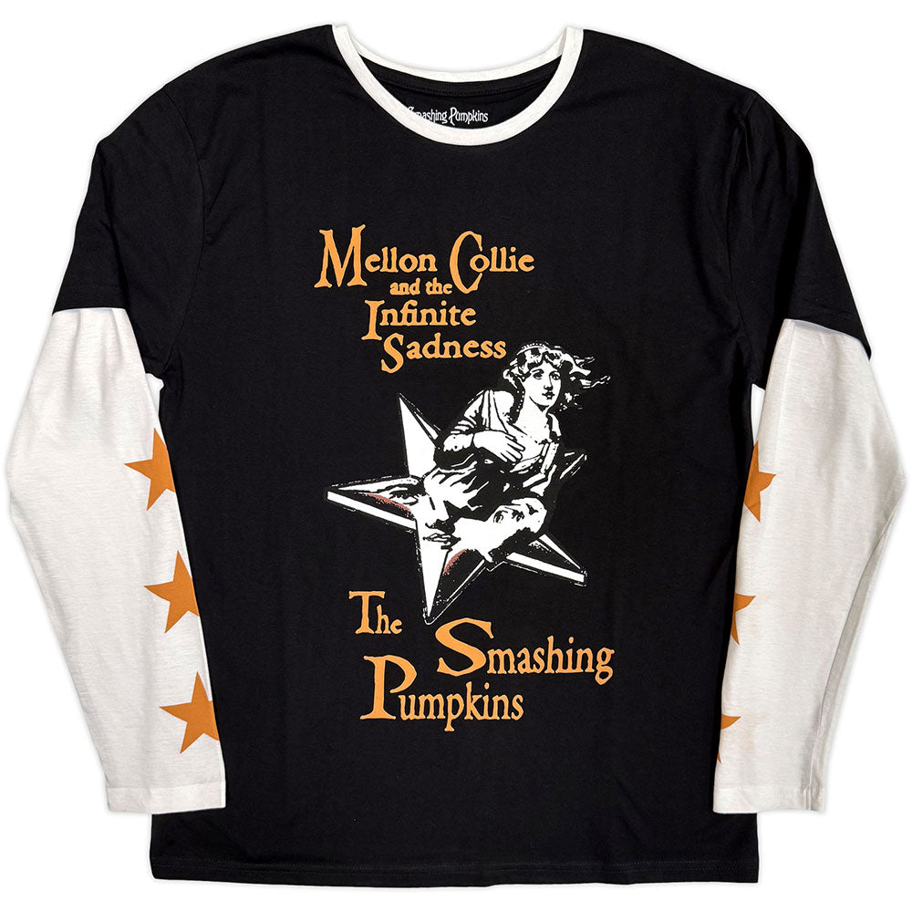 The Smashing Pumpkins Unisex Layered Long Sleeve T-Shirt: Infinite Sadness (Black & White) (Sleeve Print)