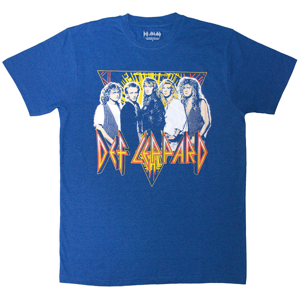 Def Leppard Unisex T-Shirt: Band Photo (Blue)