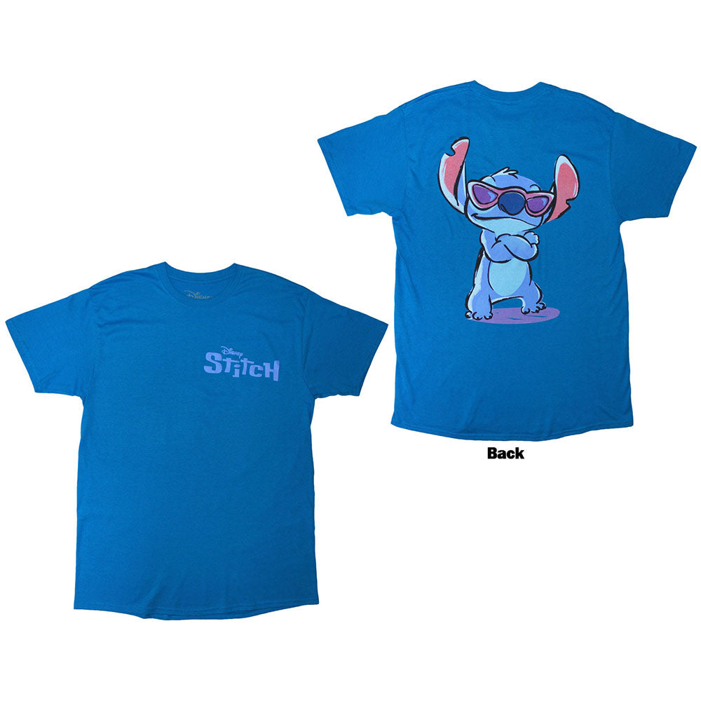 Disney Unisex T-Shirt: Stitch Logo (Blue) (Back Print)