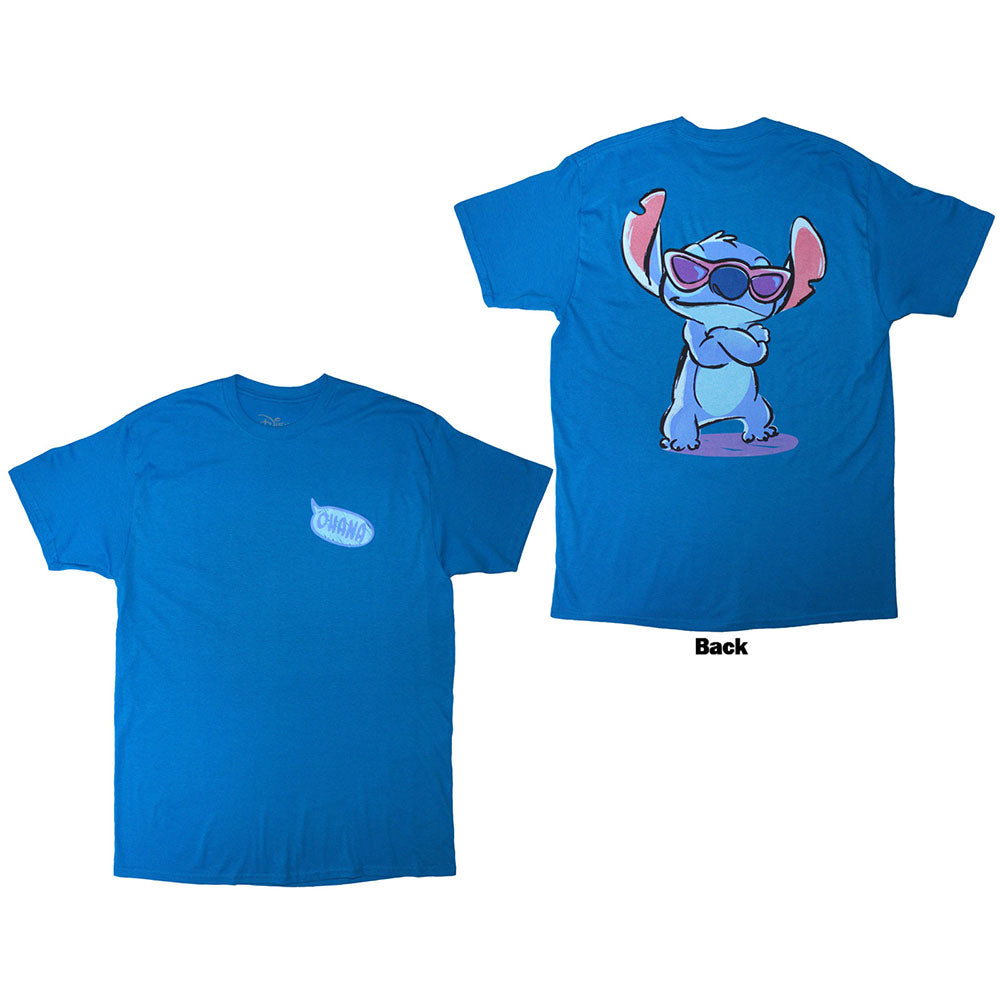 Disney Unisex T-Shirt: Stitch Ohana (Blue) (Back Print)