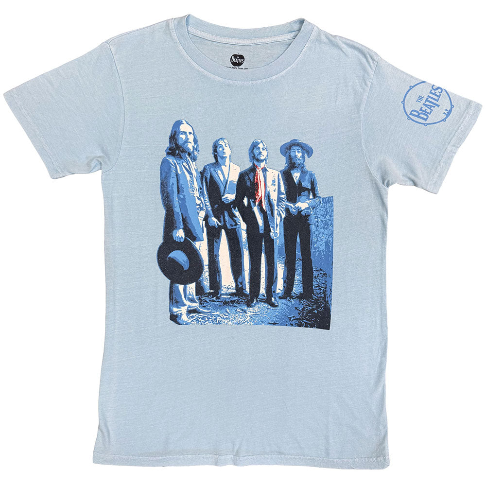 The Beatles Unisex T-Shirt: Hat in Hand (Blue)