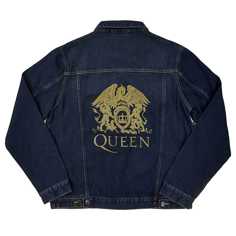 Queen Unisex Denim Jacket: Classic Crest (Back Print)