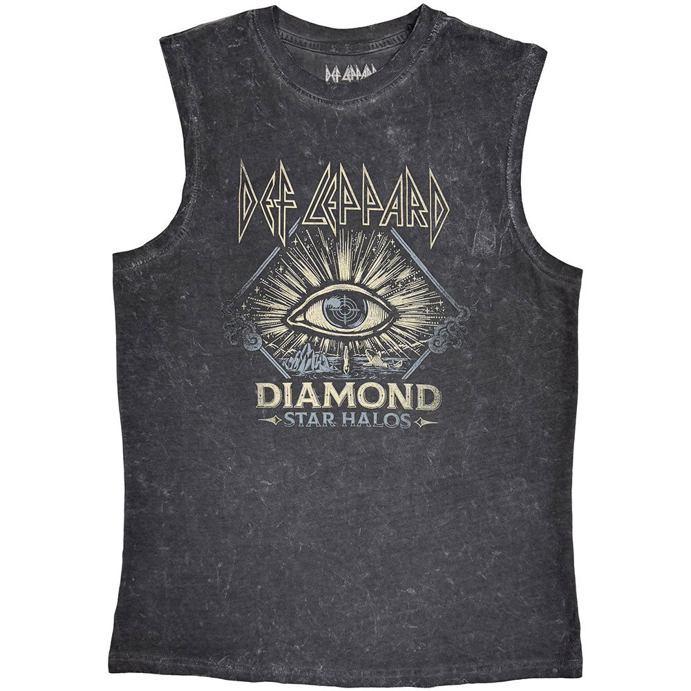 Def Leppard Unisex Tank T-Shirt: Diamond Star Halos (Charcoal Grey)