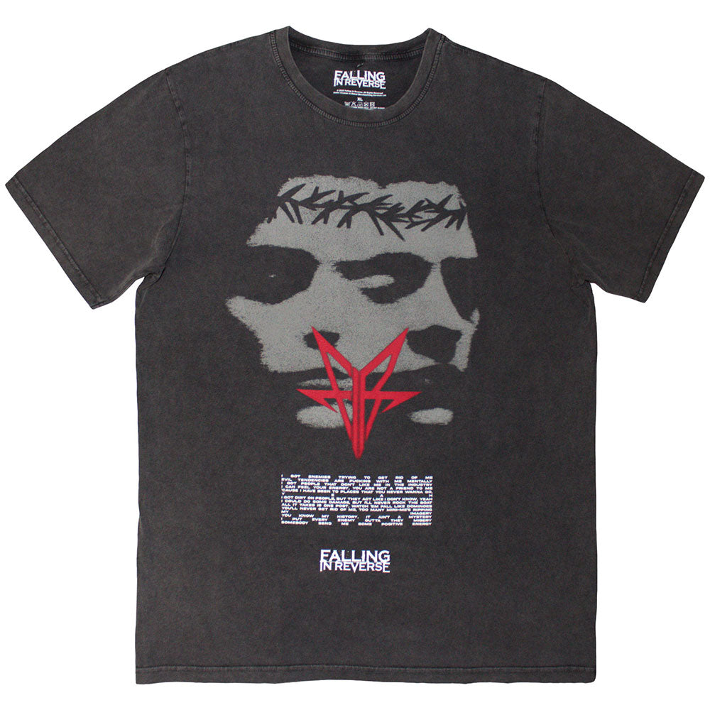 Falling In Reverse Unisex Stone Wash T-Shirt: Blur (Charcoal Grey)