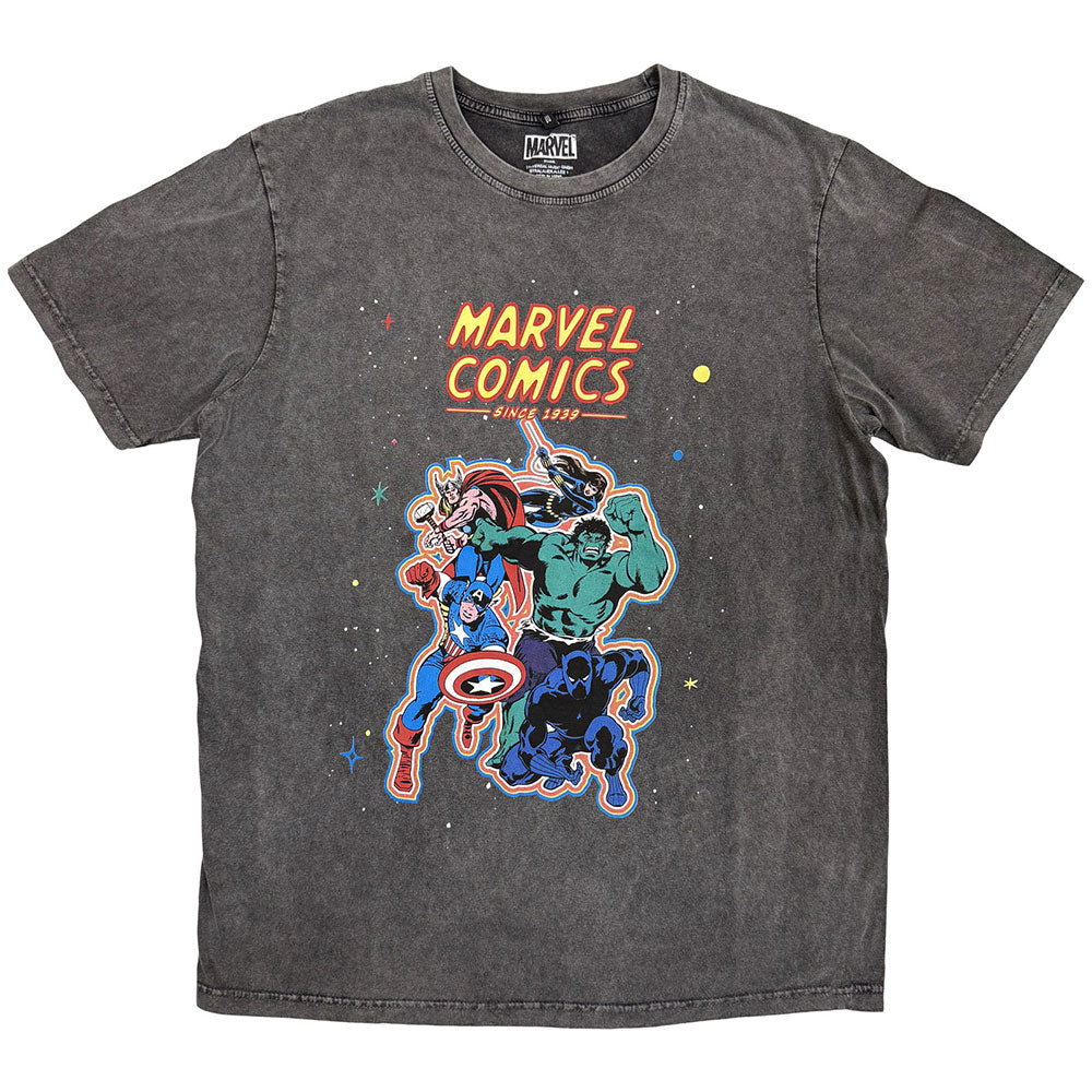 Marvel Comics Unisex Stone Wash T-Shirt: Avengers (Charcoal Grey)