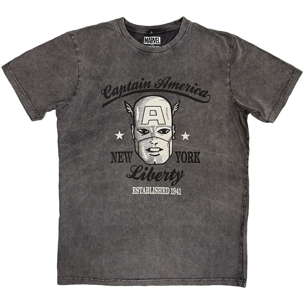 Marvel Comics Unisex Stone Wash T-Shirt: Captain America Est. 1941 (Charcoal Grey)