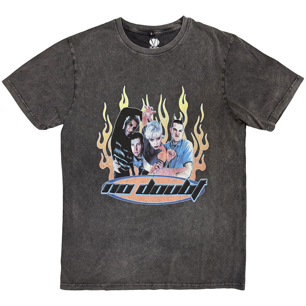 No Doubt Unisex Stone Wash T-Shirt: Retro (Charcoal Grey)