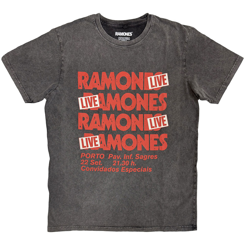 Ramones Unisex Stone Wash T-Shirt: Concert (Charcoal Grey)