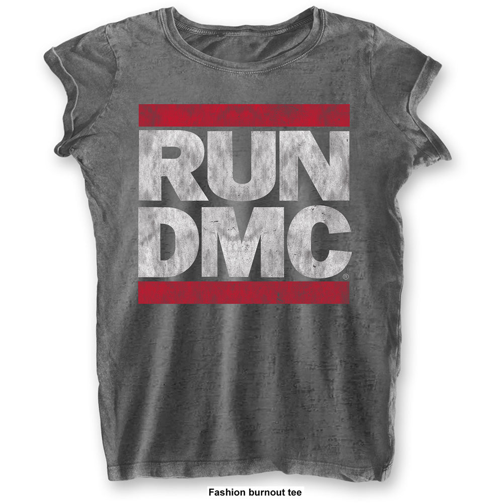 Run DMC Ladies T-Shirt: DMC Logo (Burnout)