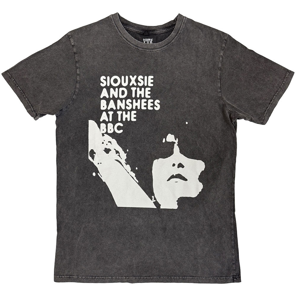 Siouxsie & The Banshees Unisex Stone Wash T-Shirt: At The Bbc (Charcoal Grey)